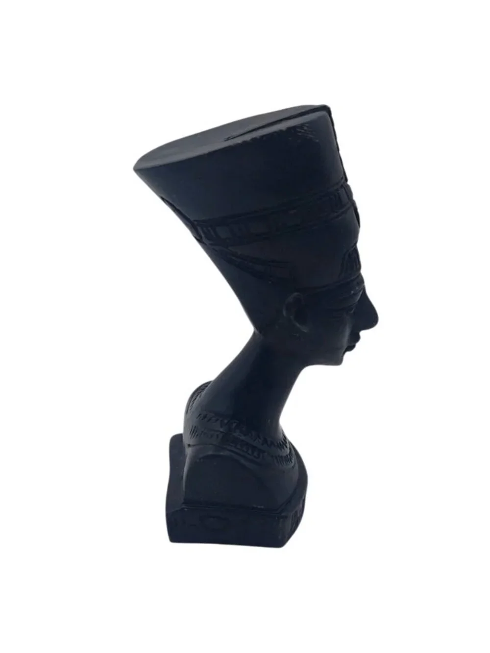 Vintage Egyptian Queen Nefertiti Black Chalkware Bust Figurine Reproduction